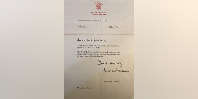 One of the letters from Princess Diana that is up for auction in the UK (Henry Aldridge & Son)