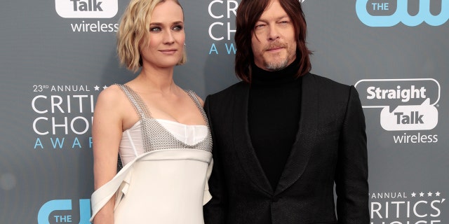 Diane Kruger, left and boyfriend Norman Reedus at the 23rd Critic's Choice Awards