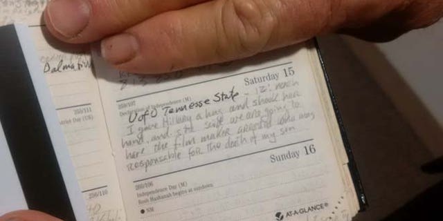 Shown here are the notes Charles Woods took after meeting with then-Secretary of State Hillary Clinton.