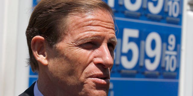 Sen. Richard Blumenthal, D-Conn. gestures during a news conference at a Exxon gas station on Capitol Hill in Washington, Wednesday, May 11, 2011. (AP)