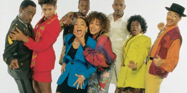 Lou Myers (third from right) and the cast of 'Different World.'