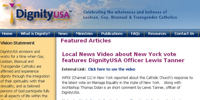 Shown here is the homepage of DignityUSA, one of the sites blocked by a Missouri school district's filters.