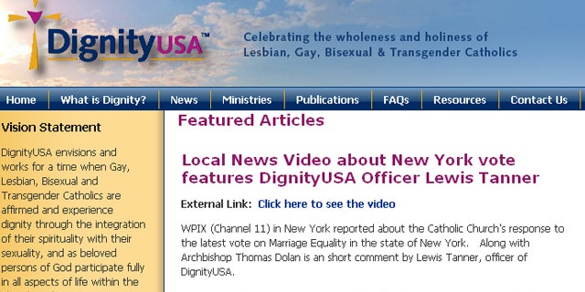 Shown here is the homepage of DignityUSA, one of the sites blocked by a Missouri school district's filters.