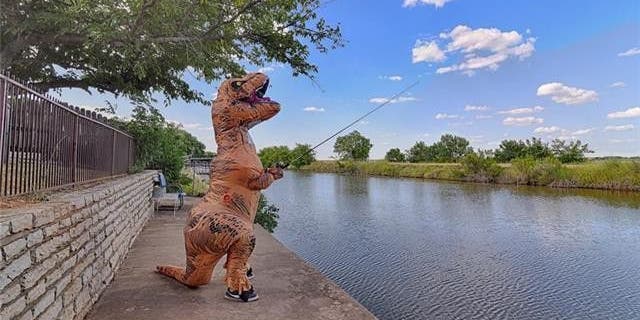 The dino also showcased one of the area's outdoor attractions.