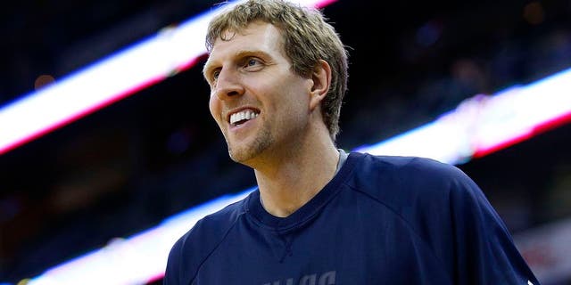NEW ORLEANS, LA - MARCH 29: Dirk Nowitzki #41 of the Dallas Mavericks reacts during a game against the New Orleans Pelicans at the Smoothie King Center on March 29, 2017 in New Orleans, Louisiana. NOTE TO USER: User expressly acknowledges and agrees that, by downloading and or using this photograph, User is consenting to the terms and conditions of the Getty Images License Agreement. (Photo by Jonathan Bachman/Getty Images)