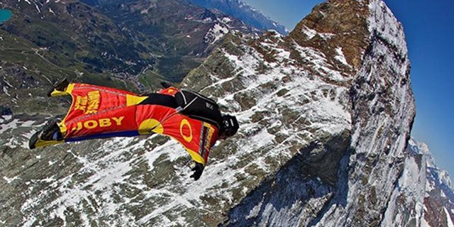 Joby Ogwyn jumps over the peaks of the Matterhorn in Switzerland (2009).