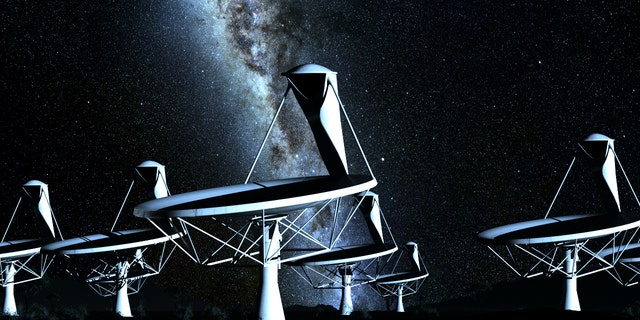 An artist's impression of the radio dishes that would make up the Square Kilometer Array, planned to be the world's biggest and most sensitive telescope and part of the quest for exterrestrial life..