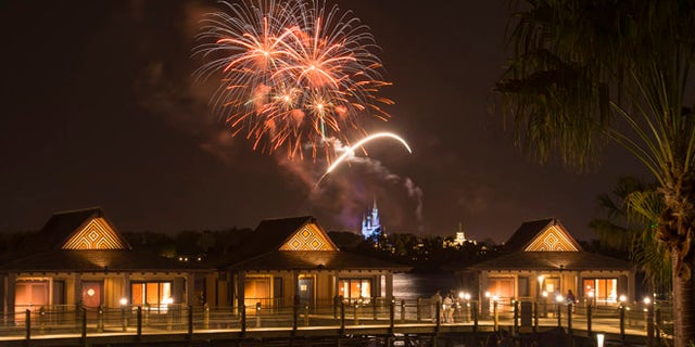 Reminiscent of the South Pacific, the Bora Bora Bungalows at Disney's Polynesian Villas & Bungalows showcase a modern tropical style, sleep up to eight guests in a two-bedroom, home-like setting and feature a plunge pool on a private deck where guests can enjoy views of fireworks over Magic Kingdom. The Bungalows also have two full bathrooms, a kitchen, washer and dryer, and dining and living room spaces for gatherings. The newest Disney Vacation Club Resort, Disneyâs Polynesian Villas & Bungalows features 20 Bungalows on Seven Seas Lagoon, the first of this type of accommodation for Disney, and when complete this summer, 360 Deluxe Studios at the Walt Disney World Resort in Lake Buena Vista, Fla. The expansion is part of an overall re-imagination of Disney's Polynesian Village Resort. (David Roark, photographer)