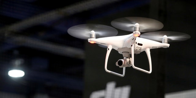 A DJI Phantom 4 Pro+ drone is shown during CES 2017 in Las Vegas on January 6, 2017.