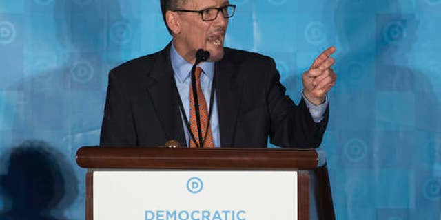 Former Labor Secretary Tom Perez, who is a candidate to run the Democratic National Committee, speaks during the general session of the DNC winter meeting in Atlanta, Saturday, Feb. 25, 2017. (AP Photo/Branden Camp)