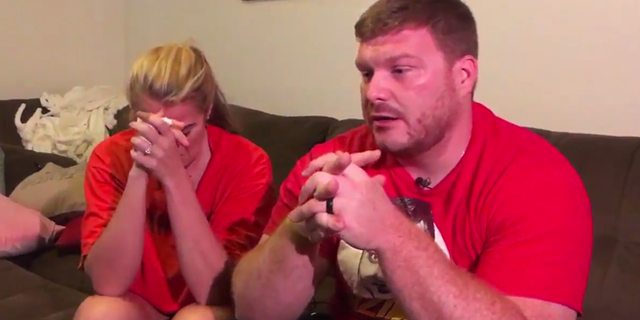 Pet owners Deanna and Matthew Spott in tears while telling Fox 10 Phoenix the story of what happened to Matilda. (Fox 10).