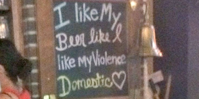Patrol Courtney Williams was at Scruffy Duffies when she noticed a sign that read, “I like my beer how I like my violence...Domestic.”