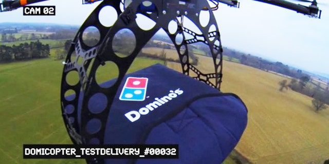 The Domicopter, an octocopter drones that deliver a hot, delicious pizza to your doorstep.