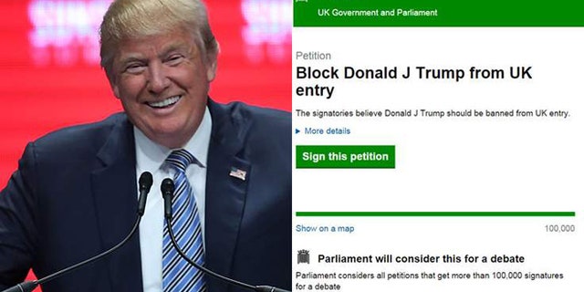 A petition calling for presidential hopeful Donald Trump to be banned from entering the UK has attracted more than 200,000 signatures.