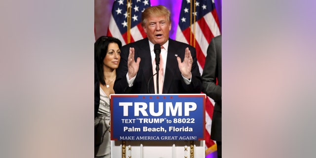 Republican U.S. presidential candidate Donald Trump speaks about the results of the Florida, Ohio, North Carolina, Illinois and Missouri primary elections during a news conference held at his Mar-A-Lago Club in Palm Beach, Florida, March 15, 2016. (REUTERS/Joe Skipper)