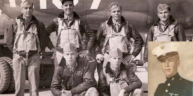 John Donovan, seen on right on the bottom row of the group picture, went missing in action after a flight mission in the south Pacific. His remains will be laid to rest on Friday.