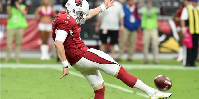 GLENDALE, AZ - OCTOBER 12: Drew Butler #2 of the Arizona Cardinals punts the ball against the Washington Redskins at University of Phoenix Stadium on October 12, 2014 in Glendale, Arizona. (Photo by Norm Hall/Getty Images)