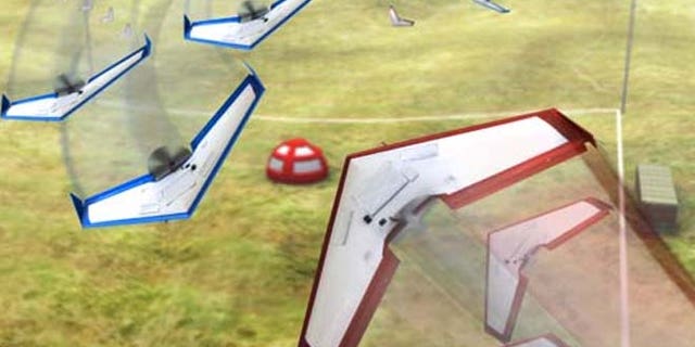Shown here is an image depicting the Swarm vs. Swarm Grand Challenge Competition.