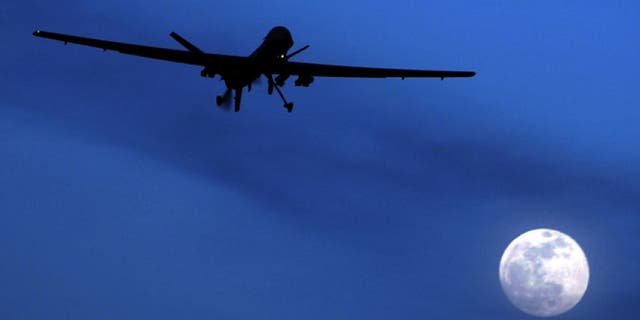 FILE: Jan. 31, 2010: An unmanned U.S. Predator drone flies over Kandahar Air Field, southern Afghanistan.