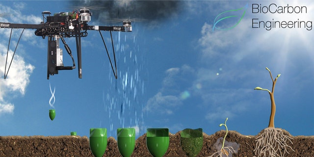 Artist's illustration of the drone planting technology (BioCarbon Engineering)