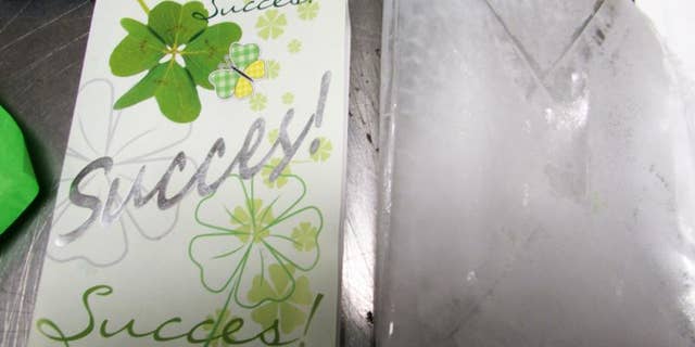 U.S. Customs and Border Protection Officers found this greeting card stuffed with heroin inside a package disguised to look as if it was carrying important documents on April 29, 2017.