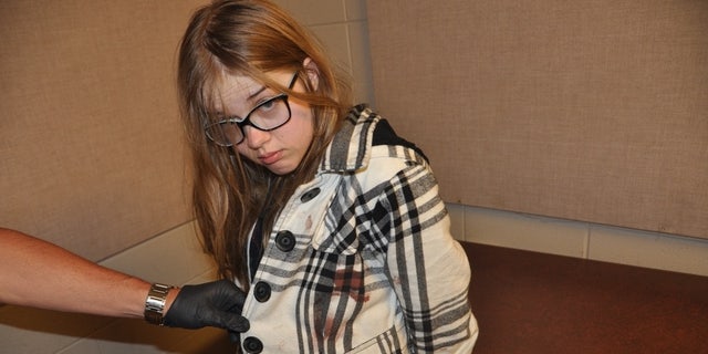 Morgan Geyser was taken into custody with blood splatter on her jacket.