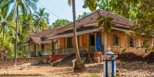 old portuguese colonial houses in goa india