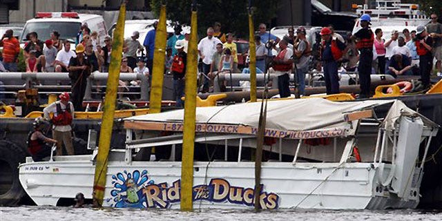 July 9: An amphibious craft is salvaged from the Delaware River in Philadelphia.