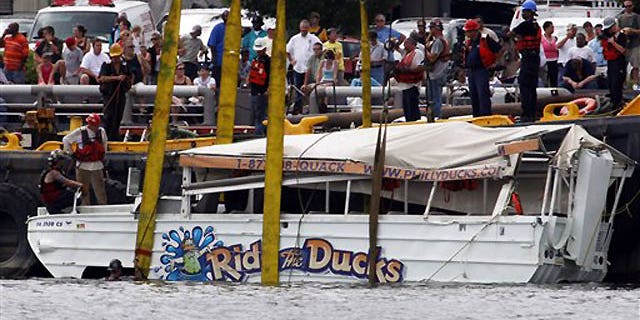 July 9: An amphibious craft is salvaged from the Delaware River in Philadelphia.