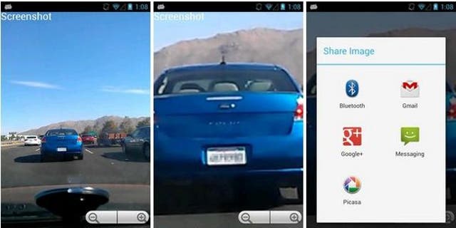 App lets you zoom in on license plate of suspicious car and email to authorities.