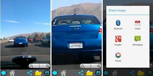 App lets you zoom in on license plate of suspicious car and email to authorities.