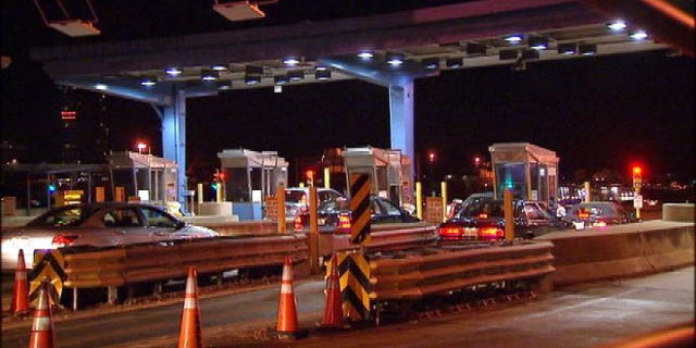 A Dulles Toll Road toll booth station.
