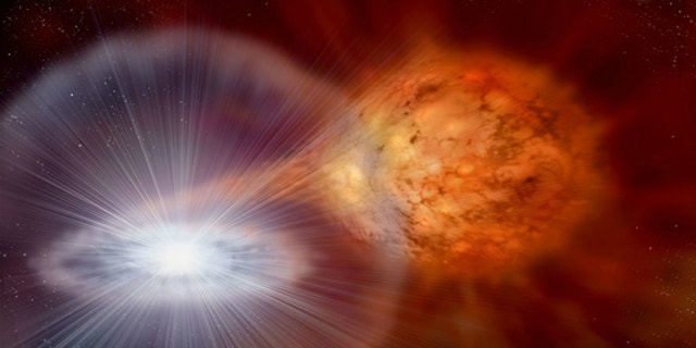 An artist's rendering of an exploding star. Billions of years ago, dust from a stellar explosion like this may have made its way to Earth.