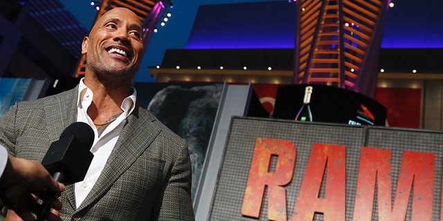 Dwayne Johnson at the Los Angeles premiere of his film "Rampage."
