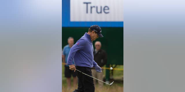 Tom Watson of the US walks on the 6th green during a practice round at the Royal Liverpool Golf Club prior to the start of the British Open Golf Championship, in Hoylake, England, Monday, July 14, 2014. The 2014 Open Championship starts on Thursday, July 17. (AP Photo/Jon Super)