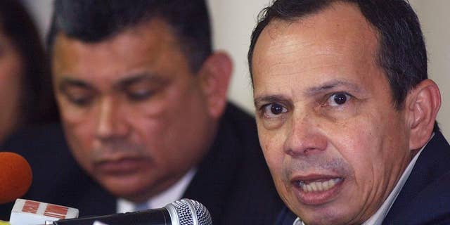 FILE - In this Jan. 9, 2005 file photo, National Assembly President Rene Nunez talks during a press conference in Managua, Nicaragua. Nicaragua's congress has decided that Nunez, who died on Sept. 10, 2016, will remain as the body's titular head through the end of the legislative session in January. The unprecedented move is intended to honor Nunez, who was president of the legislative assembly for nine years until his death, at age 69. The assembly's vice president will take on his administrative responsibilities. (AP Photo/Esteban Felix)
