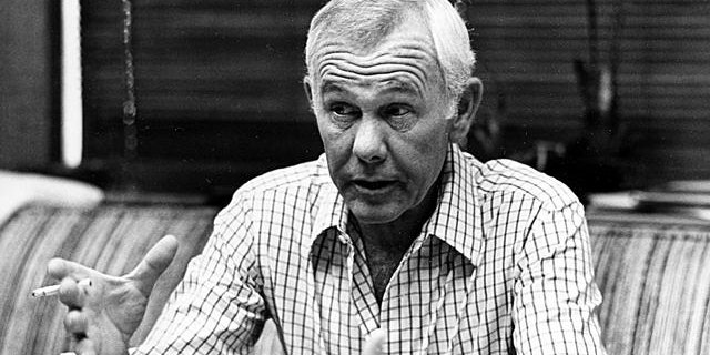 Johnny Carson, host of the "Tonight Show," talks in his office in Los Angeles, Ca., Sept. 14, 1982.  The late-night talk show celebrates its 20th year on television.  (AP Photo/Nick Ut)