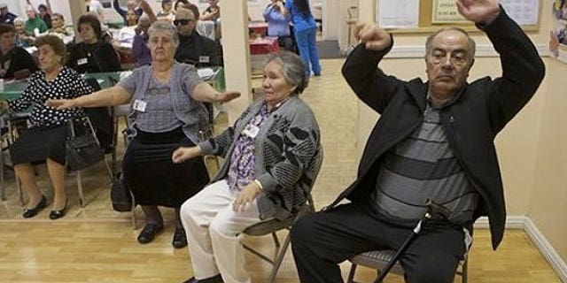 Jan. 19, 2011: Senior citizens do physical therapy at the Glendale Gardens Adult Day Health Care center in Glendale, Calif.