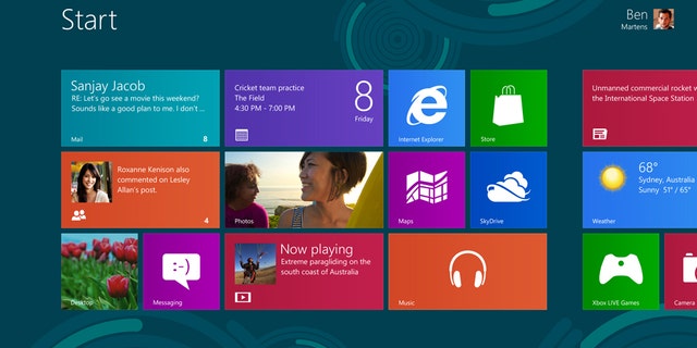 The new Windows 8 Start screen.