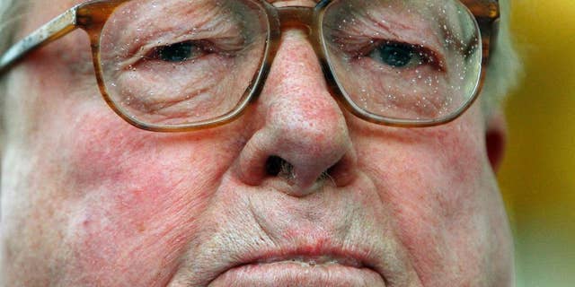 FILE - In this Jan.7, 2012 file photo, Jean Marie Le Pen delivers a speech in Paris. Le Pen, founder and former head of France's far-right National Front party, has been convicted of denying crimes against humanity for repeating that the Nazi gas chambers are a "detail" of World War II history. A Paris court convicted then sentenced Le Pen on Wednesday April 6, 2016 to a 30,000 euros ($34,000) fine plus paying damages to three associations, plaintiffs in the case. (AP Photo/Francois Mori, File)