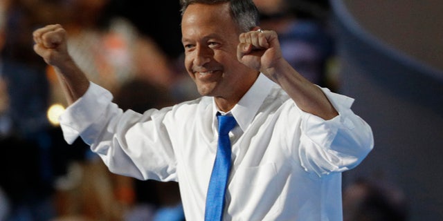 July 27, 2016: Former Governor of Maryland Martin O'Malley takes the stage at the Democratic National Convention in Philadelphia, Pennsylvania.