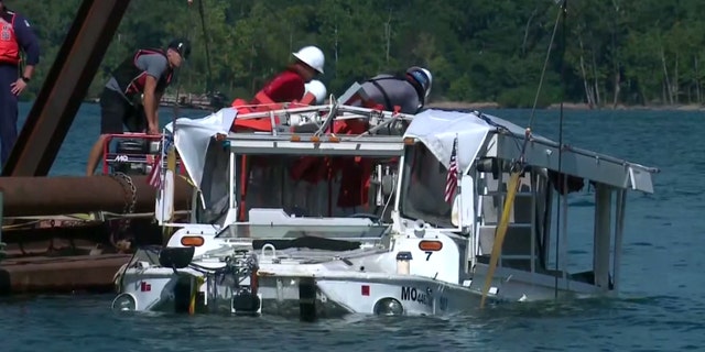 The duck boat was raised from the Missouri lake four days after it sank during a storm.