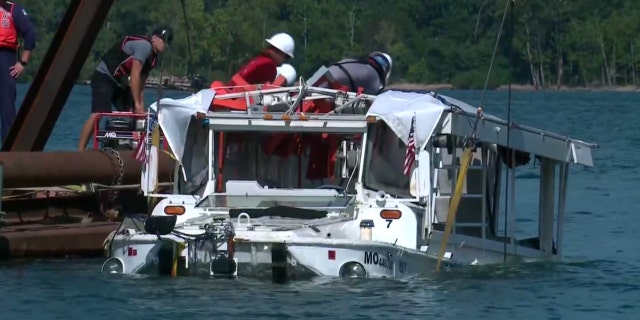 The duck boat was raised from the Missouri lake four days after it sank during a storm.