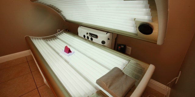 This Dec. 9, 2011 file photo shows an open tanning booth at Amazing Tans in Sacramento, Calif.