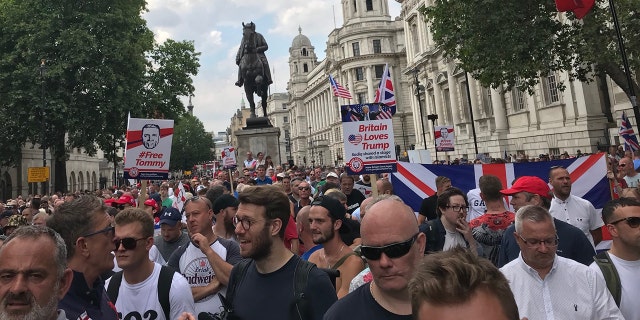 Marchers walked up to Trafalgar Square.