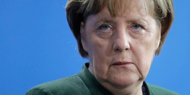 German Chancellor Angela Merkel attends a joint press conference with the President of Uruguay, Tabare Vazquez Rosas, as part of a meeting at the chancellery in Berlin, Germany, Wednesday, Feb. 8, 2017. (AP Photo/Michael Sohn)