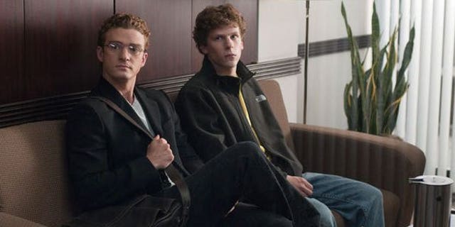 Justin Timberlake and Jesse Eisenberg in 'The Social Nework.' (Columbia)