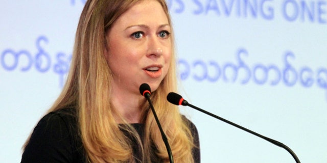 May 27, 2013: Chelsea Clinton, daughter of former U.S. President Bill Clinton, speaks during a launching ceremony of Children’s safe drinking water program in Yangon, Myanmar. (AP/Khin Maung Win)