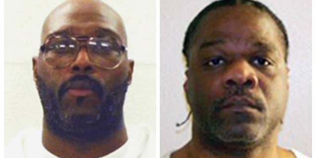 This combination of undated photos provided by the Arkansas Department of Correction shows death-row inmates Stacey E. Johnson, left, and Ledell Lee. Both men are scheduled for execution on April 20, 2017. (Arkansas Department of Correction via AP)