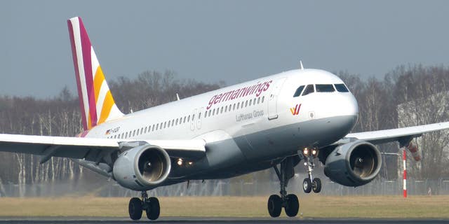 An Airbus A320 of German airline Germanwings as it lands at the airport in Hamburg, northern Germany.